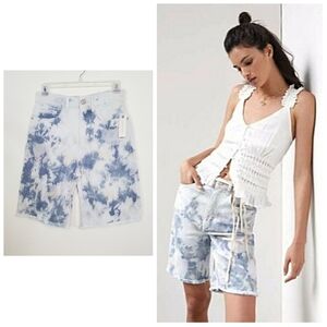 Anthropologie Pilcro Tie Dye Denim Distressed Bermuda Shorts 25 Festival Jorts
